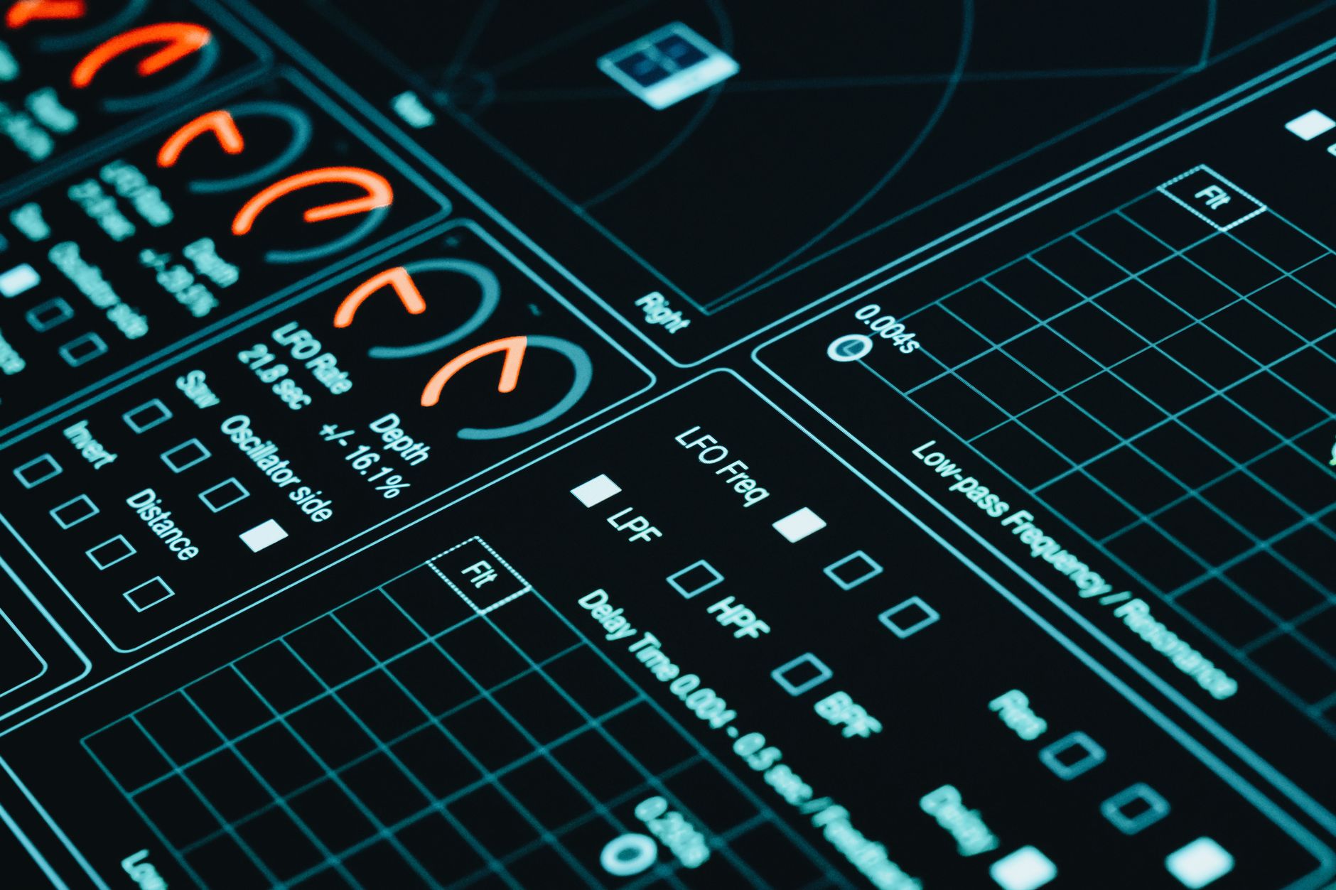 Analytics dashboard with charts and data visualisations on a dark screen.